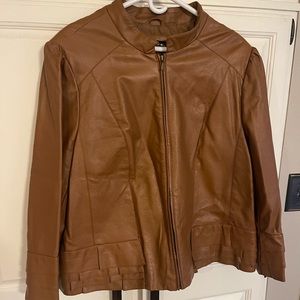 Women’s 2X Faux Leather Tan Jacket
